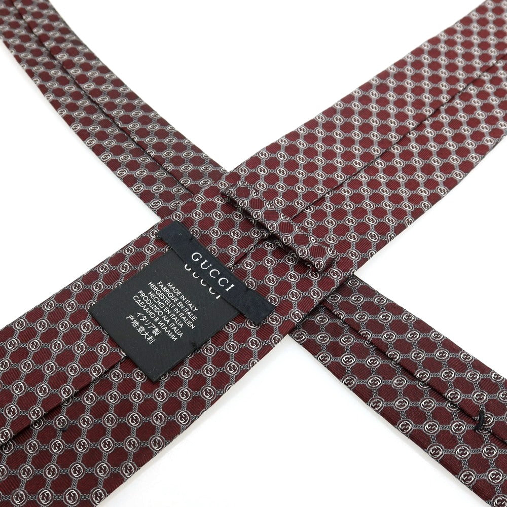 【中古】グッチ GUCCI シルク GGパターン ネクタイ ボルドー【 状態ランクA 】【 メンズ 】