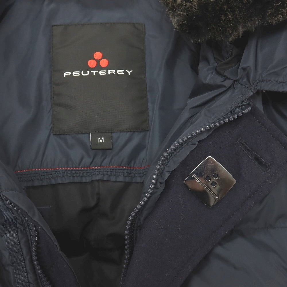 【中古】ピューテリー PEUTEREY ハリケーン ナイロン フーデッド ダウンジャケット ネイビー【サイズM】【 状態ランクB 】【 メンズ 】