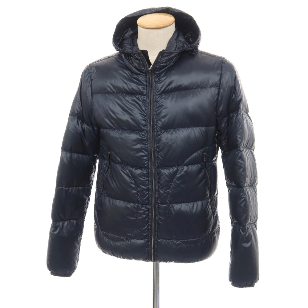 【中古】ヘルノ Herno ナイロン フーデッド ダウンジャケット ネイビー【サイズ44】【 状態ランクA 】【 メンズ 】