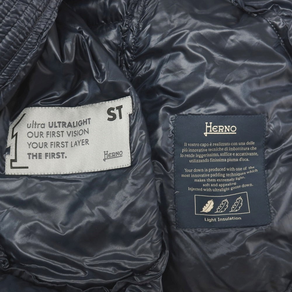 【中古】ヘルノ Herno ナイロン フーデッド ダウンジャケット ネイビー【サイズ44】【 状態ランクA 】【 メンズ 】