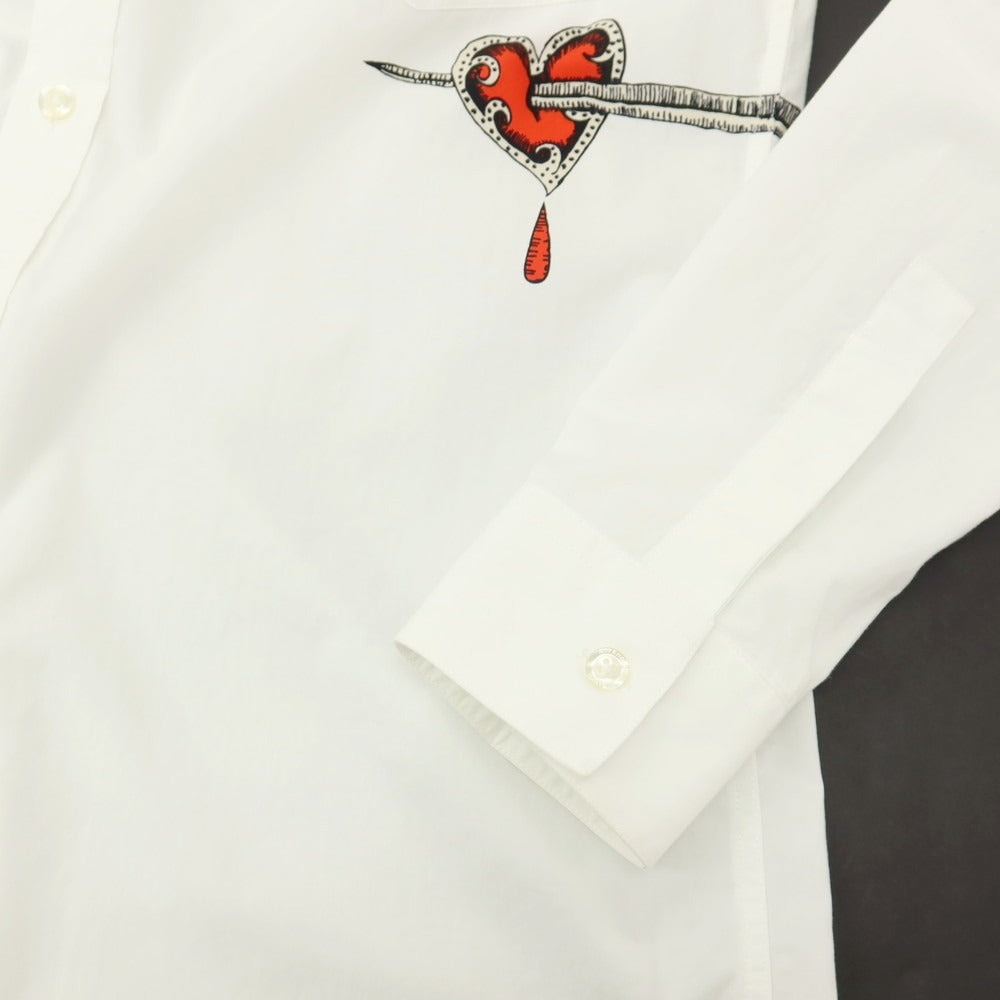 【中古】ジバンシィ GIVENCHY コットン MAD LOVE プリント レギュラーカラー カジュアルシャツ ホワイト【サイズ40】【 状態ランクC 】【 メンズ 】