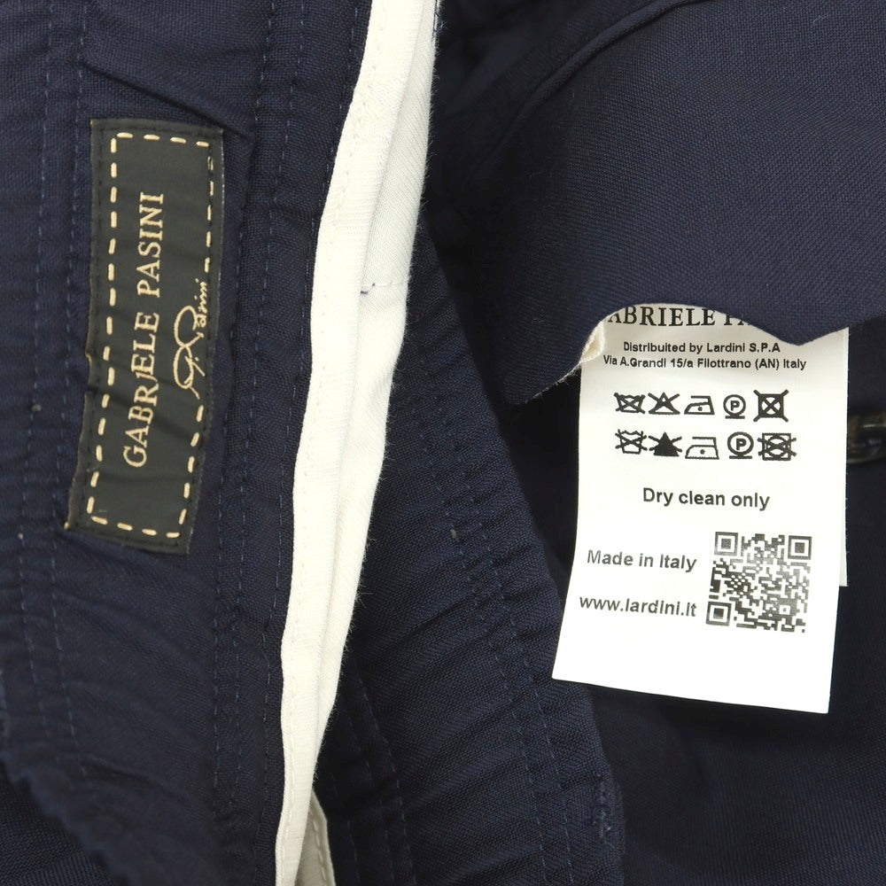 【中古】ガブリエレ パジーニ Gabriele Pasini ウール イージー カジュアルスラックスパンツ ネイビー【サイズ52】【 状態ランクC 】【 メンズ 】