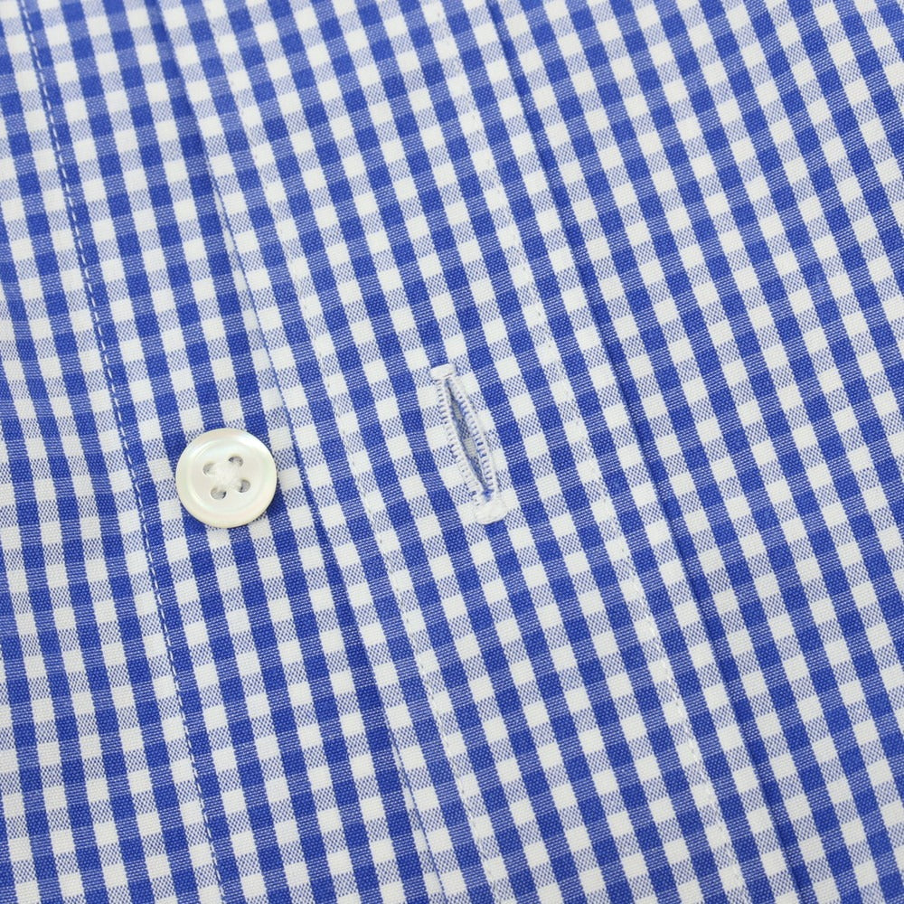 【中古】アザブテーラー azabu tailor コットン ギンガムチェック ボタンダウン ドレスシャツ ブルーxホワイト【サイズ40】【 状態ランクB 】【 メンズ 】