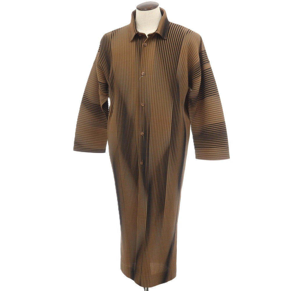【中古】オム プリッセ イッセイミヤケ HOMME PLISSE ISSEY MIYAKE 2026年秋冬 プリーツ ロングシャツ ブラウン【サイズ表記なし(L位)】【 状態ランクA 】【 メンズ 】
