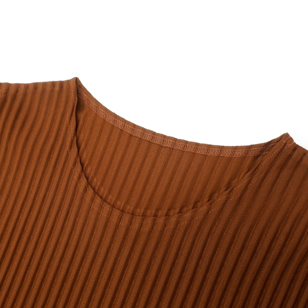 【中古】オム プリッセ イッセイミヤケ HOMME PLISSE ISSEY MIYAKE 2026年秋冬 プリーツジャージー 長袖カットソー テラコッタブラウン【サイズ表記なし(L位)】【 状態ランクA 】【 メンズ 】
