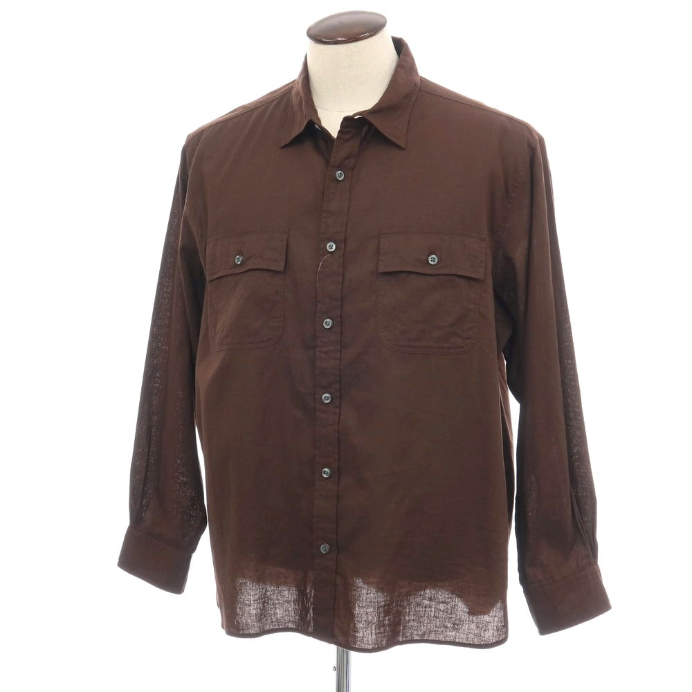 【中古】ブルックスブラザーズ Brooks Brothers リネン系 レギュラーカラー カジュアルシャツ ブラウン【サイズXL】【 状態ランクA 】【 メンズ 】