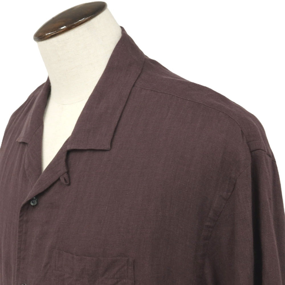 【中古】ブルックスブラザーズ Brooks Brothers リネン系 オープンカラー 半袖シャツ ダークパープル系【サイズXL】【 状態ランクA 】【 メンズ 】