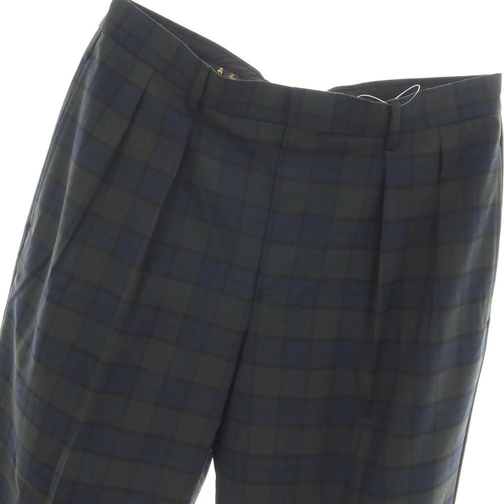 【中古】ブルックスブラザーズ Brooks Brothers ウール系 チェック カジュアルスラックスパンツ グリーンxネイビー【サイズ32】【 状態ランクA 】【 メンズ 】