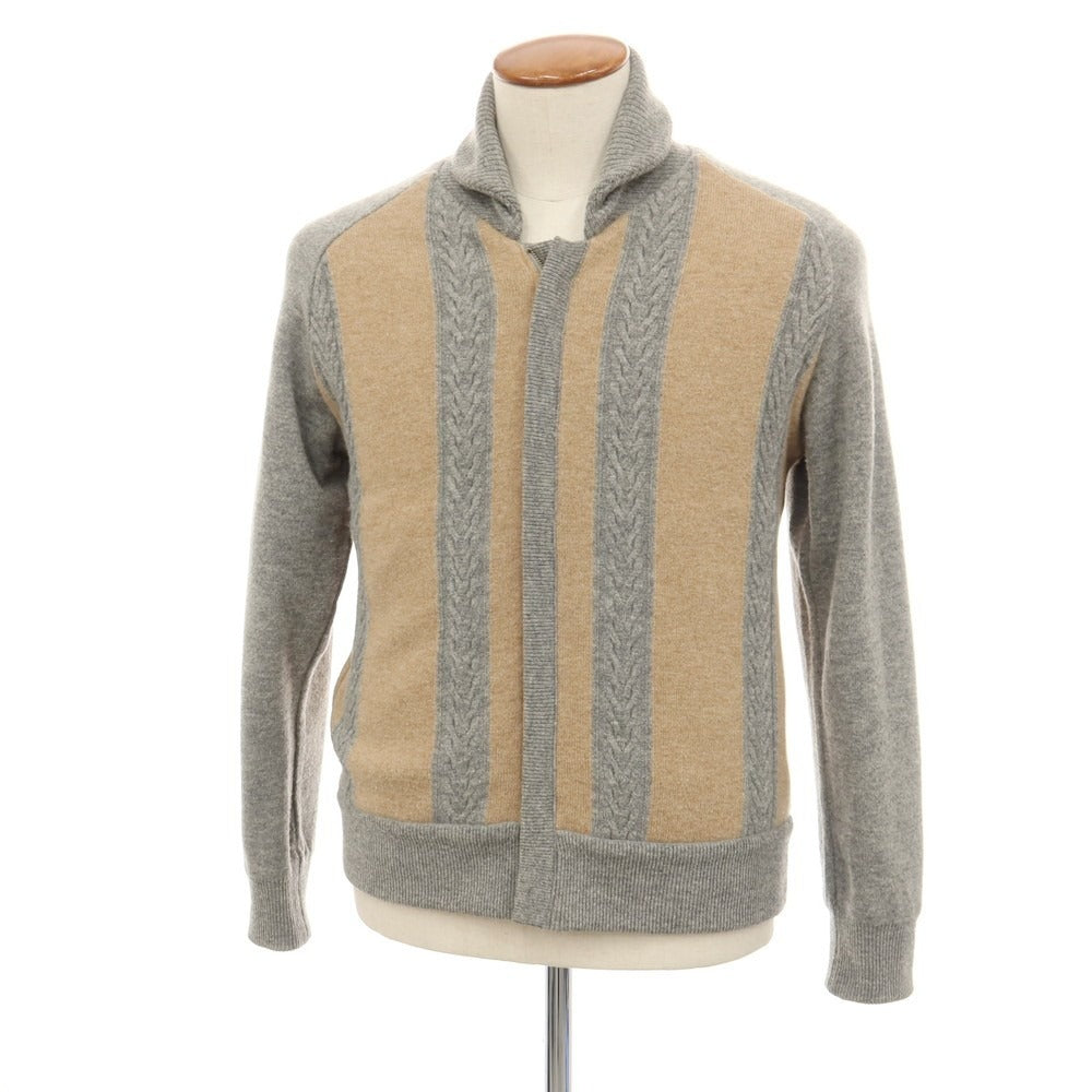 【中古】ミラショーン mila schon リバーシブル ウールカシミヤ ジップアップ ニットブルゾン グレーxダークベージュ【サイズ46】【 状態ランクB 】【 メンズ 】