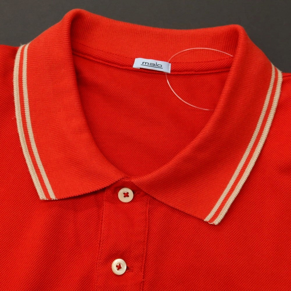 【中古】マーロ Malo コットン 鹿の子 半袖ポロシャツ レッド【サイズ50】【 状態ランクB 】【 メンズ 】