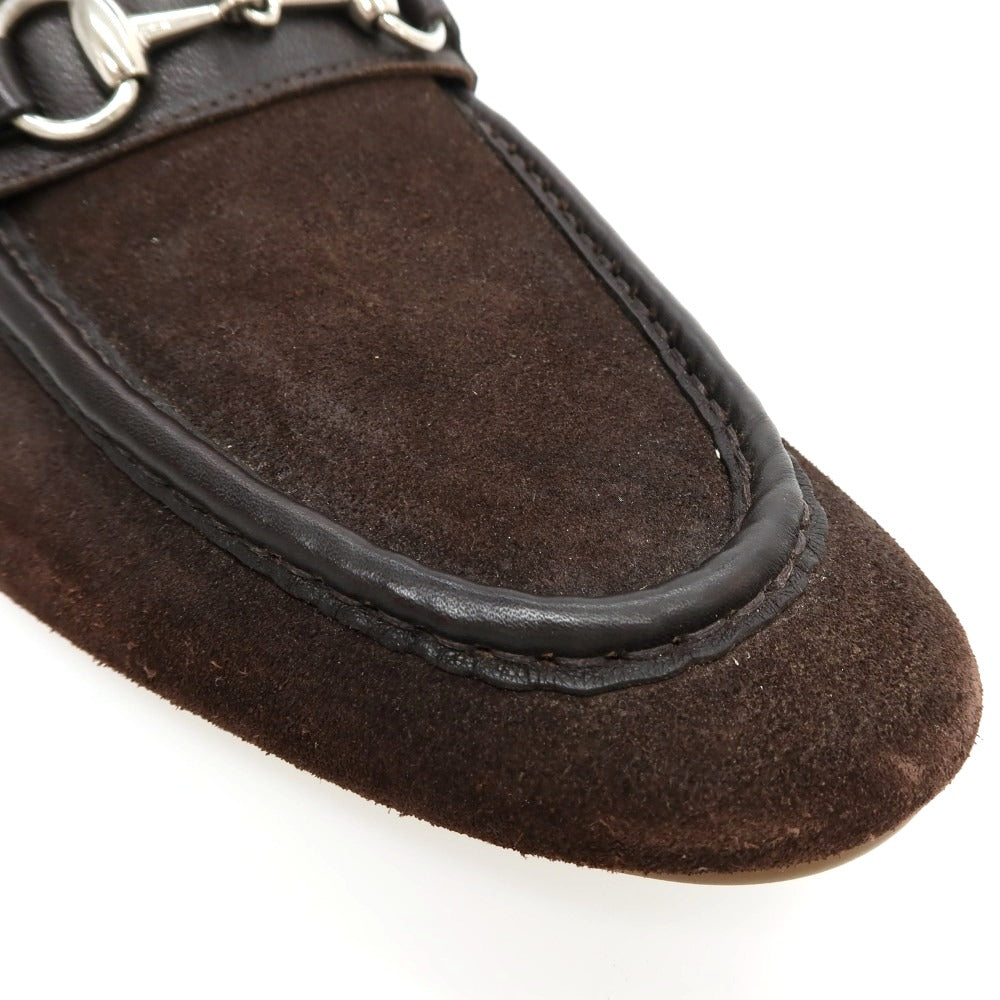 【中古】グッチ GUCCI スエード ローファー ダークブラウン【サイズ40 1/2】【 状態ランクD 】【 メンズ 】
