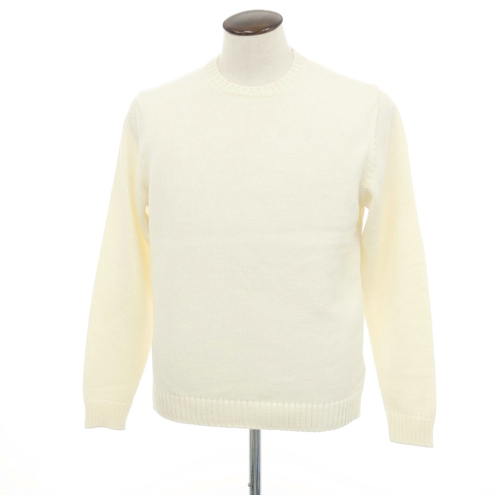 【中古】ザノーネ ZANONE ミドルゲージ ウール クルーネック プルオーバーニット アイボリー【サイズ52】【 状態ランクB 】【 メンズ 】