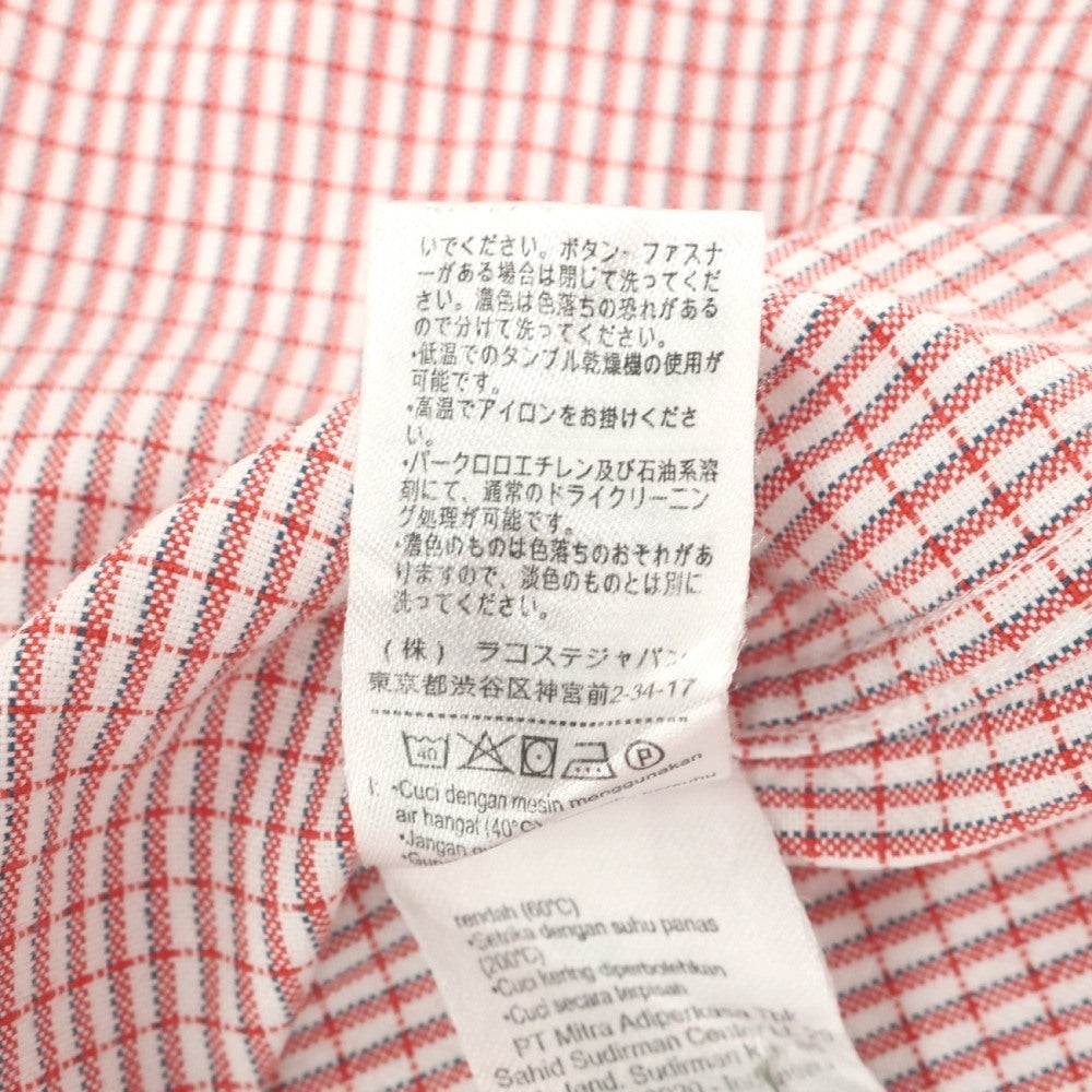 【中古】ラコステ LACOSTE コットンポリウレタン チェック ボタンダウン カジュアルシャツ レッドxホワイト【サイズFR 40】【 状態ランクB 】【 メンズ 】