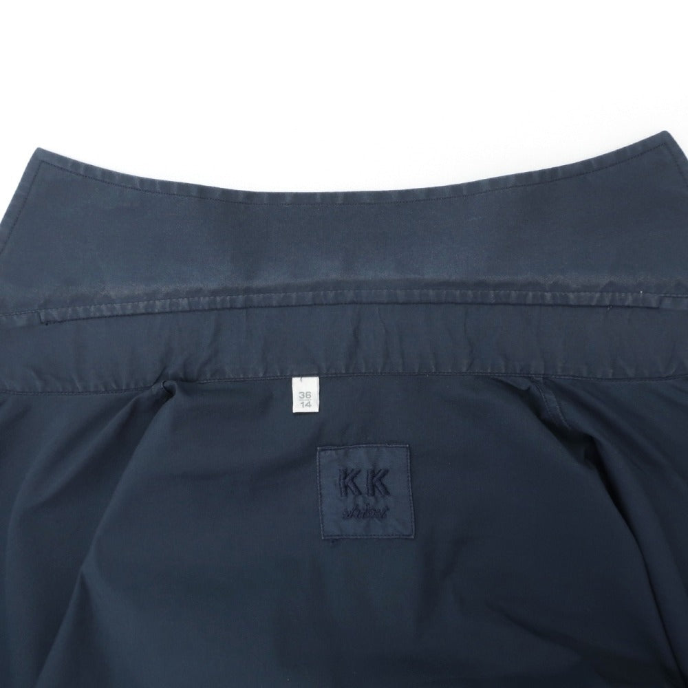 【中古】ケイケイシャツ K-K shirt ストレッチ コットンナイロン ワイドカラー カジュアルシャツ ネイビー【サイズ36】【 状態ランクC 】【 メンズ 】