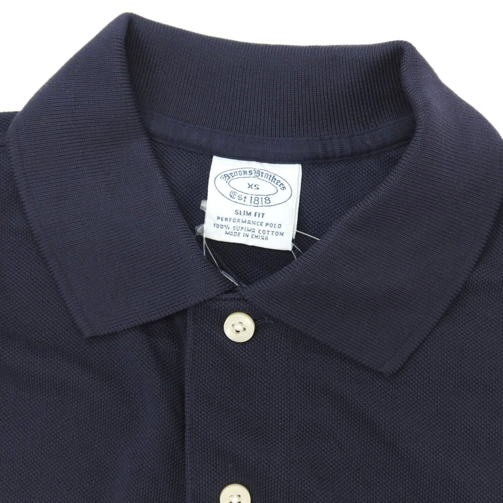 【中古】【未使用】ブルックスブラザーズ Brooks Brothers スーピマコットン 鹿の子 半袖ポロシャツ ネイビー【サイズXS】【 状態ランクS 】【 メンズ 】
