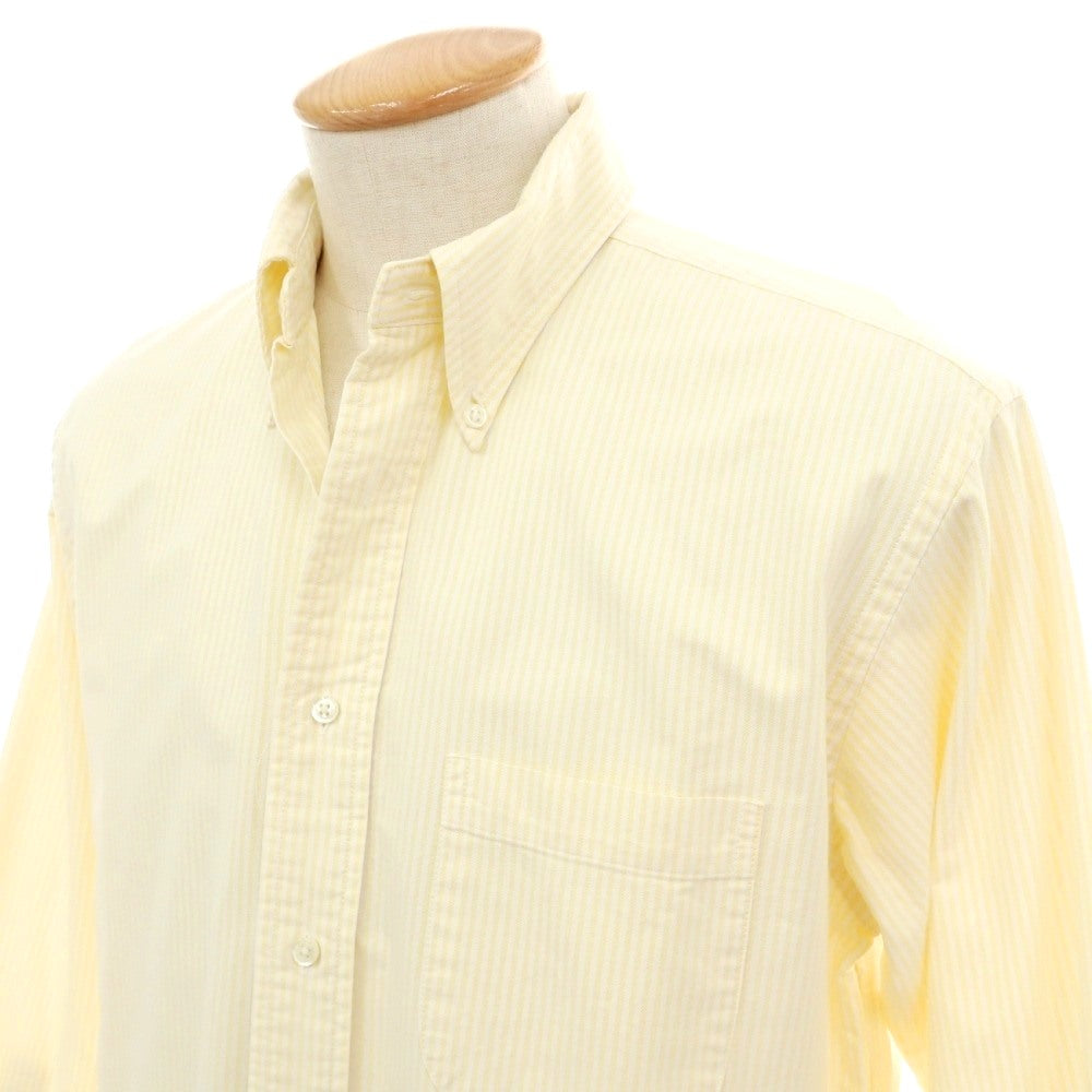 【中古】ブルックスブラザーズ Brooks Brothers コットン ストライプ ボタンダウン カジュアルシャツ ライトイエローxホワイト【サイズS】【 状態ランクB 】【 メンズ 】
