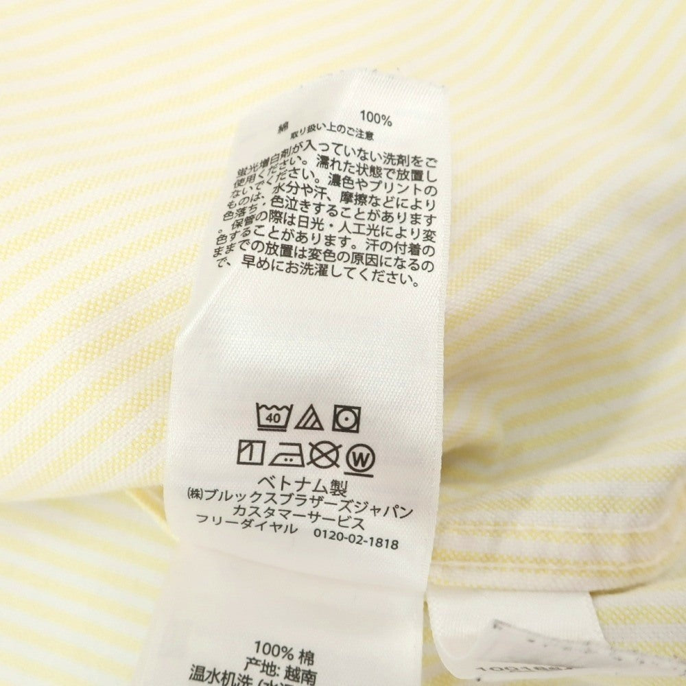 【中古】ブルックスブラザーズ Brooks Brothers コットン ストライプ ボタンダウン カジュアルシャツ ライトイエローxホワイト【サイズS】【 状態ランクB 】【 メンズ 】