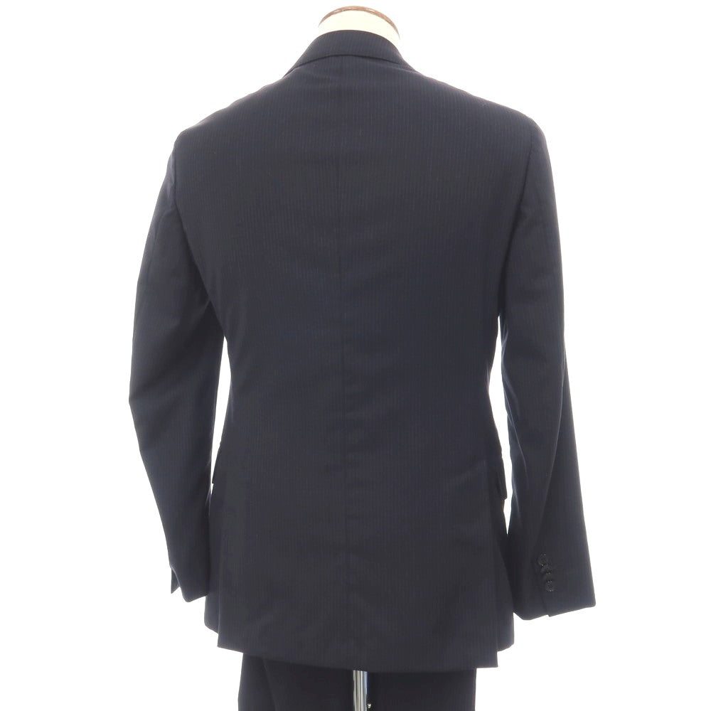 【中古】ラルディーニ LARDINI ウール ストライプ 3つボタンスーツ ネイビーxグレー【サイズ46】【 状態ランクC 】【 メンズ 】