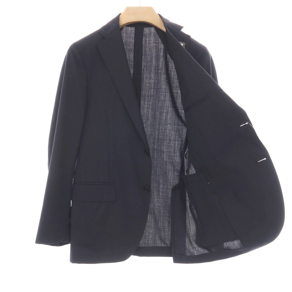 【中古】ラルディーニ LARDINI ウール ストライプ 3つボタンスーツ ネイビーxグレー【サイズ46】【 状態ランクC 】【 メンズ 】