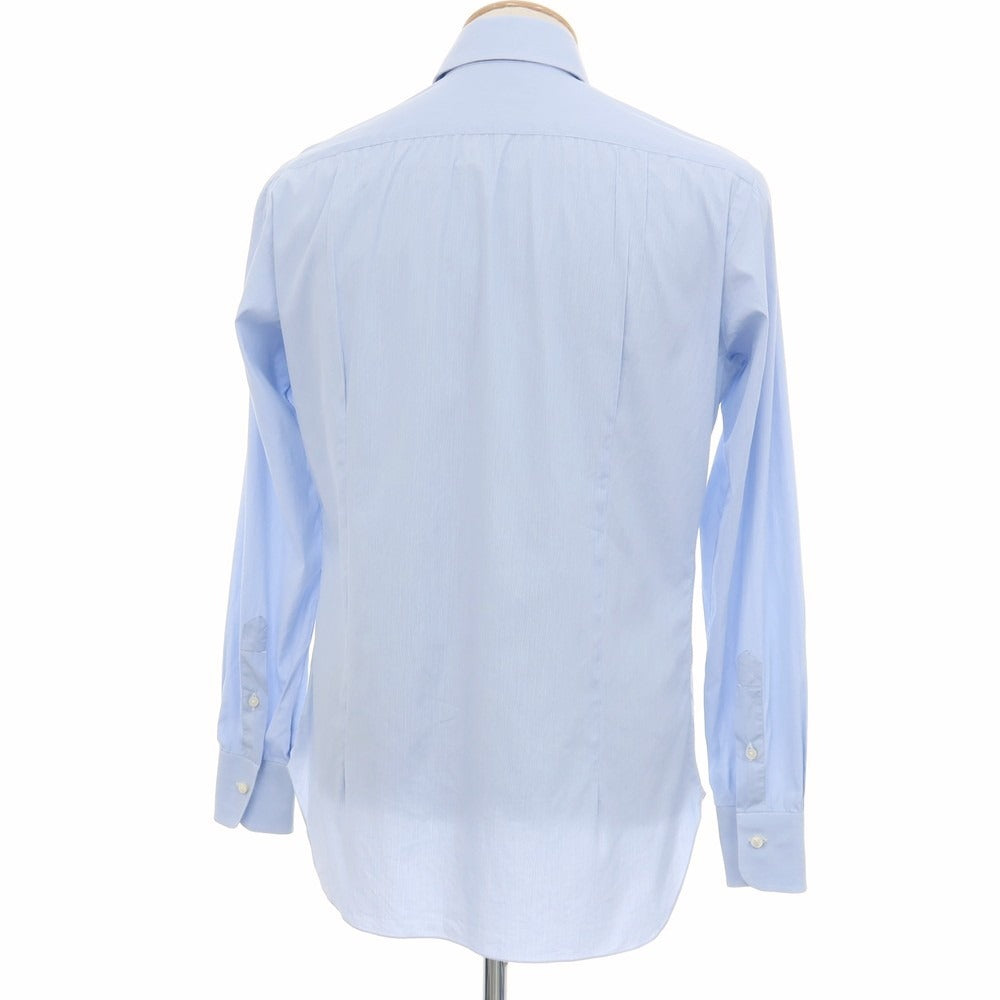 【中古】バルバ BARBA ストレッチ コットンナイロン ストライプ ワイドカラー ドレスシャツ ライトブルーxホワイト【サイズ38】【 状態ランクC 】【 メンズ 】