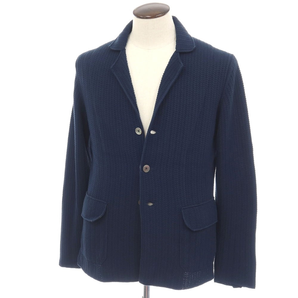 【中古】クルチアーニ CRUCIANI コットンシルクカシミヤ 3B ニットジャケット ネイビー【サイズ50】【 状態ランクC 】【 メンズ 】