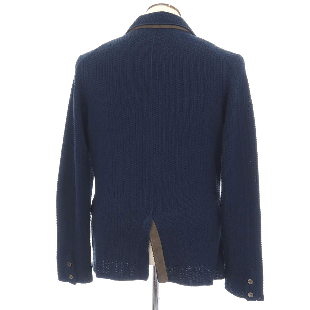 【中古】クルチアーニ CRUCIANI コットンシルクカシミヤ 3B ニットジャケット ネイビー【サイズ50】【 状態ランクC 】【 メンズ 】