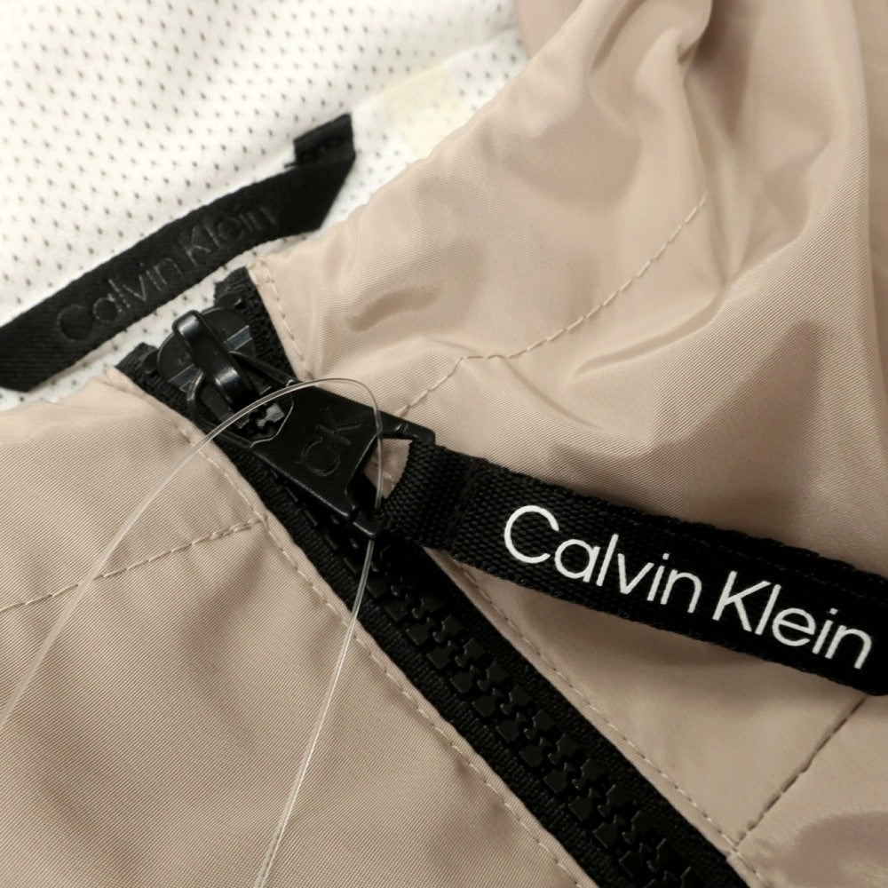 【中古】カルバンクライン Calvin Klein ポリエステル ロゴライン ジップアップ フーデッド シェルジャケット ベージュ【サイズM】【 状態ランクB 】【 メンズ 】