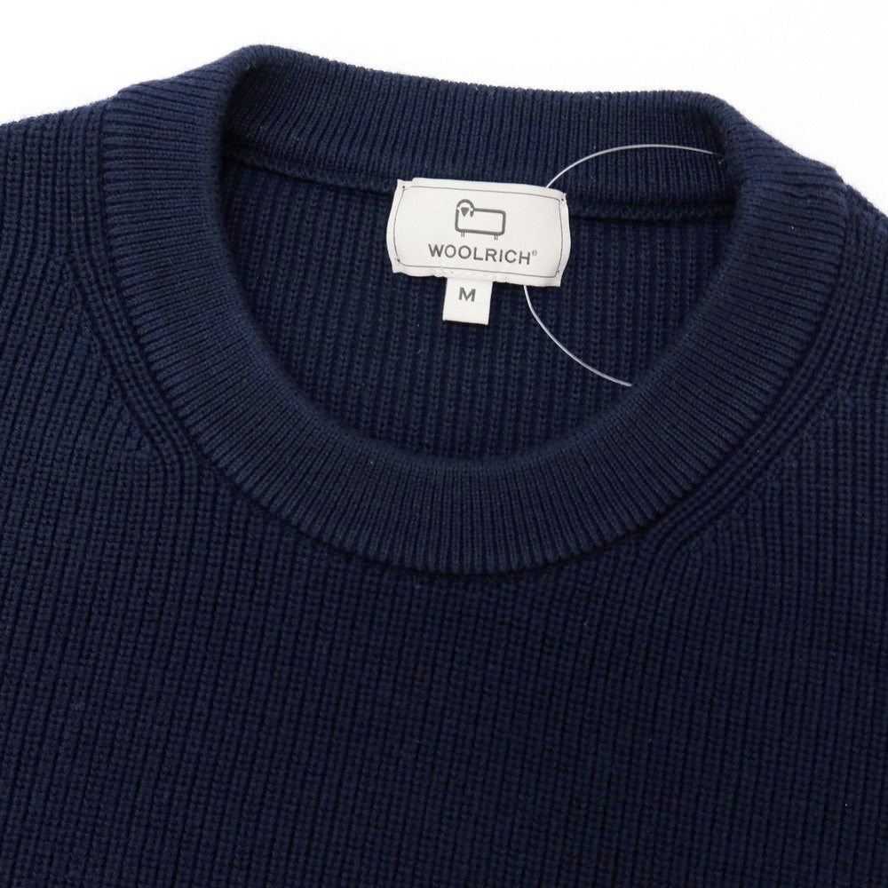 【中古】ウールリッチ WOOLRICH ミドルゲージ コットン リブ編み クルーネック プルオーバーニット ネイビー【サイズM】【 状態ランクB 】【 メンズ 】