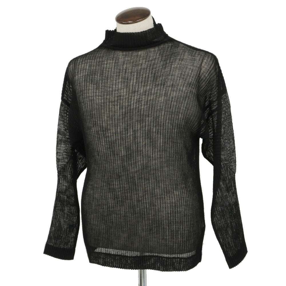 【中古】オム プリッセ イッセイミヤケ HOMME PLISSE ISSEY MIYAKE 2026年秋冬 プリーツ メッシュ オフタートル 長袖カットソー ブラック【サイズ表記なし(L位)】【 状態ランクA 】【 メンズ 】
