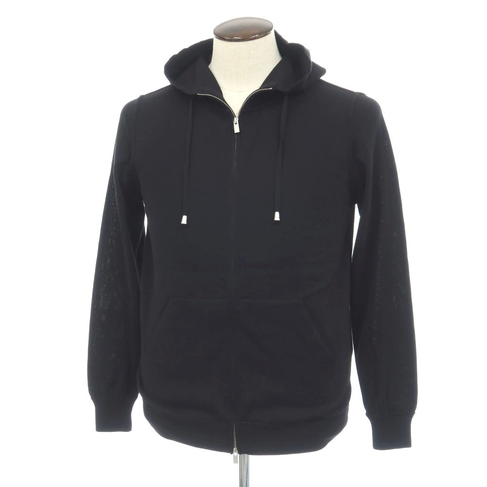 【中古】フィリッポ デ ローレンティス FILIPPO DE LAURENTIIS クレープコットン ダブルジップ ニット パーカー ブラック【サイズ50】【 状態ランクB 】【 メンズ 】
