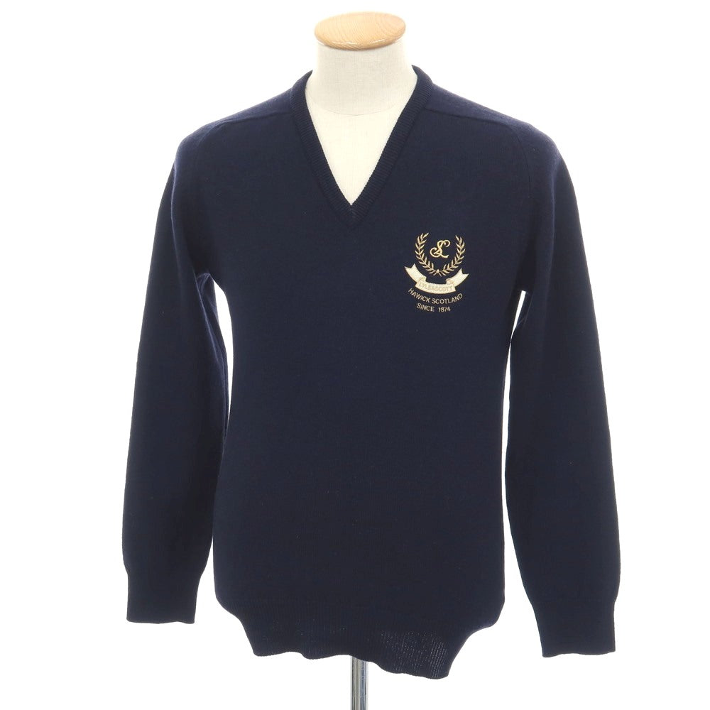 【中古】ライルアンドスコット LYLE&SCOTT ピュア ラムズウール Vネック プルオーバーニット ネイビー【サイズS】【 状態ランクC 】【 メンズ 】