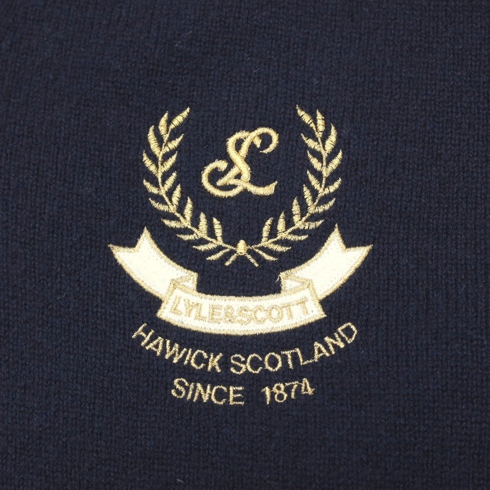 【中古】ライルアンドスコット LYLE&SCOTT ピュア ラムズウール Vネック プルオーバーニット ネイビー【サイズS】【 状態ランクC 】【 メンズ 】