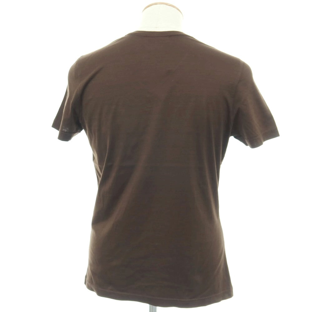 【中古】ジレリブルーニ Girelli Bruni コットン Vネック 半袖Tシャツ カーキブラウン【サイズ44】【 状態ランクC 】【 メンズ 】