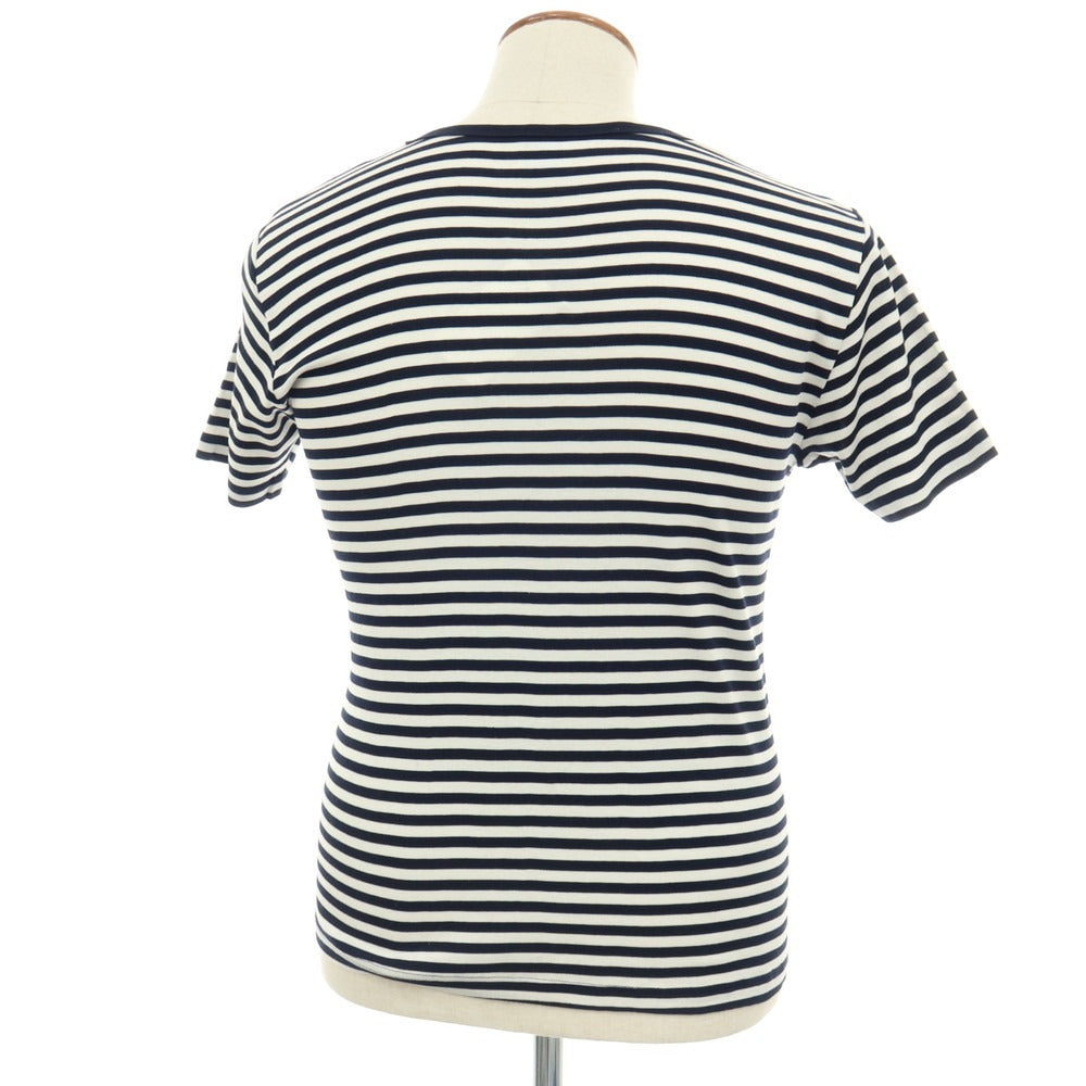 【中古】ルトロワ Letroyes コットン ボーダー クルーネック 半袖Tシャツ ネイビーxホワイト【サイズM】【 状態ランクB 】【 メンズ 】