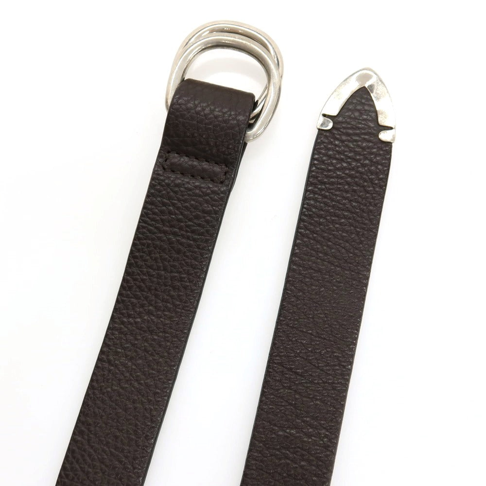 【中古】ダニエルアンドボブ Daniel & Bob ダブルリング シュリンクレザー ベルト ダークブラウンxシルバー【サイズ36/90】【 状態ランクB 】【 メンズ 】