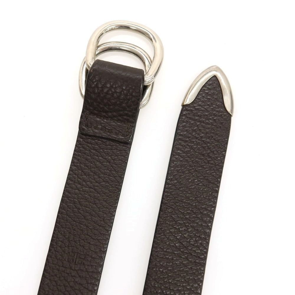 【中古】ダニエルアンドボブ Daniel & Bob ダブルリング シュリンクレザー ベルト ダークブラウンxシルバー【サイズ36/90】【 状態ランクB 】【 メンズ 】