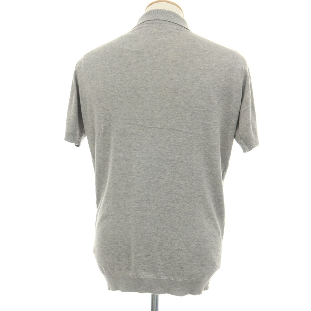 【中古】ジョンスメドレー JOHN SMEDLEY ハイゲージ シーアイランドコットン 半袖 ポロニット グレーxホワイト【サイズS】【 状態ランクB 】【 メンズ 】