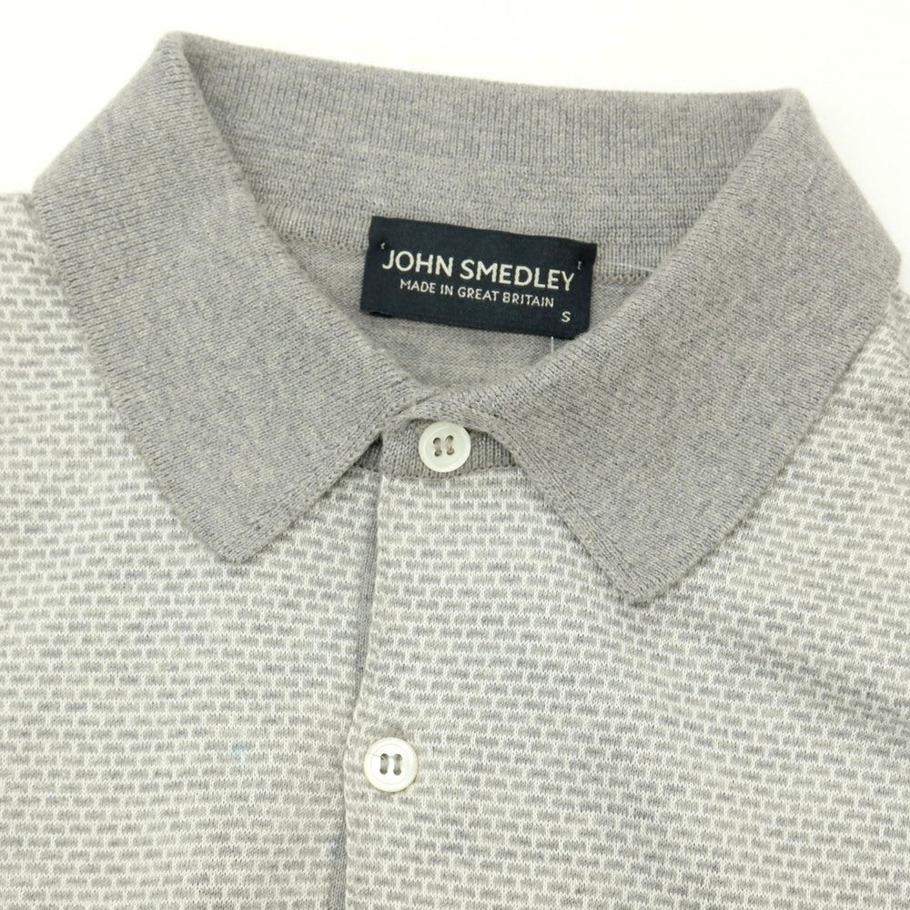 【中古】ジョンスメドレー JOHN SMEDLEY ハイゲージ シーアイランドコットン 半袖 ポロニット グレーxホワイト【サイズS】【 状態ランクB 】【 メンズ 】
