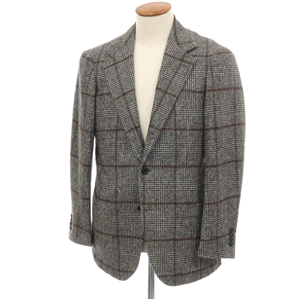 【中古】リングヂャケット RING JACKET MEISTER アルパカウールナイロン チェック 3B テーラードジャケット グレーxブラウン【サイズ46】【 状態ランクA 】【 メンズ 】