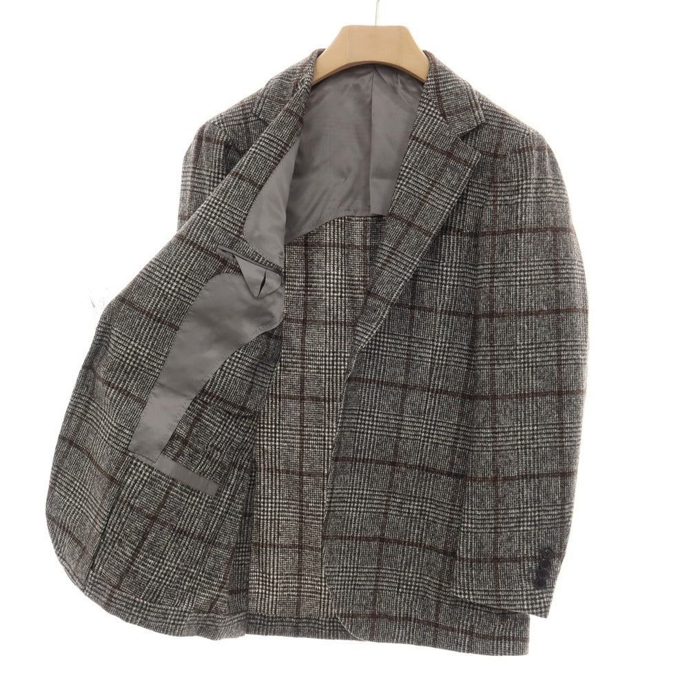 【中古】リングヂャケット RING JACKET MEISTER アルパカウールナイロン チェック 3B テーラードジャケット グレーxブラウン【サイズ46】【 状態ランクA 】【 メンズ 】