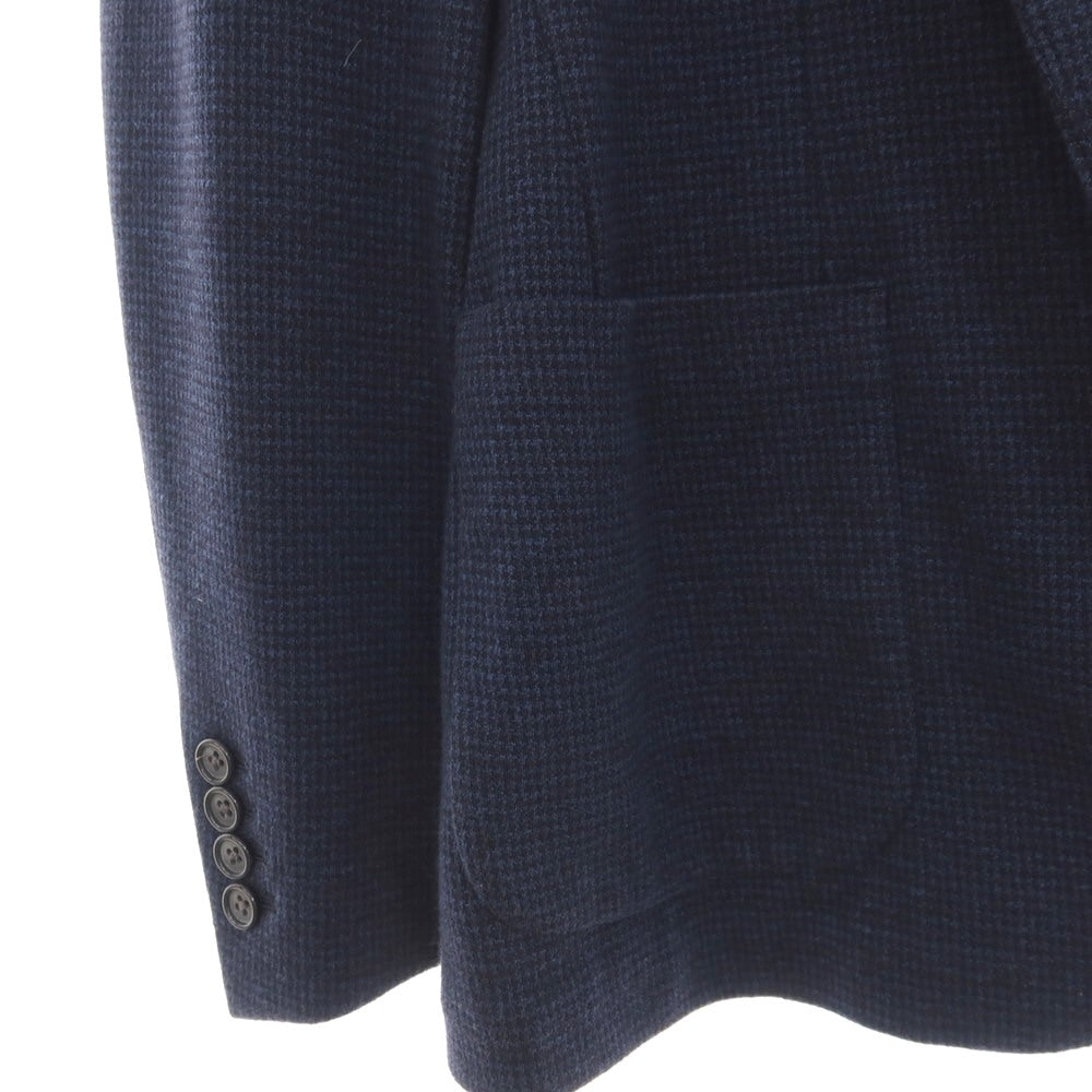 【中古】エストネーション ESTNATION コットンウールポリエステル ジャージー ハウンドトゥース 2B カジュアルジャケット ネイビー【サイズL】【 状態ランクB 】【 メンズ 】