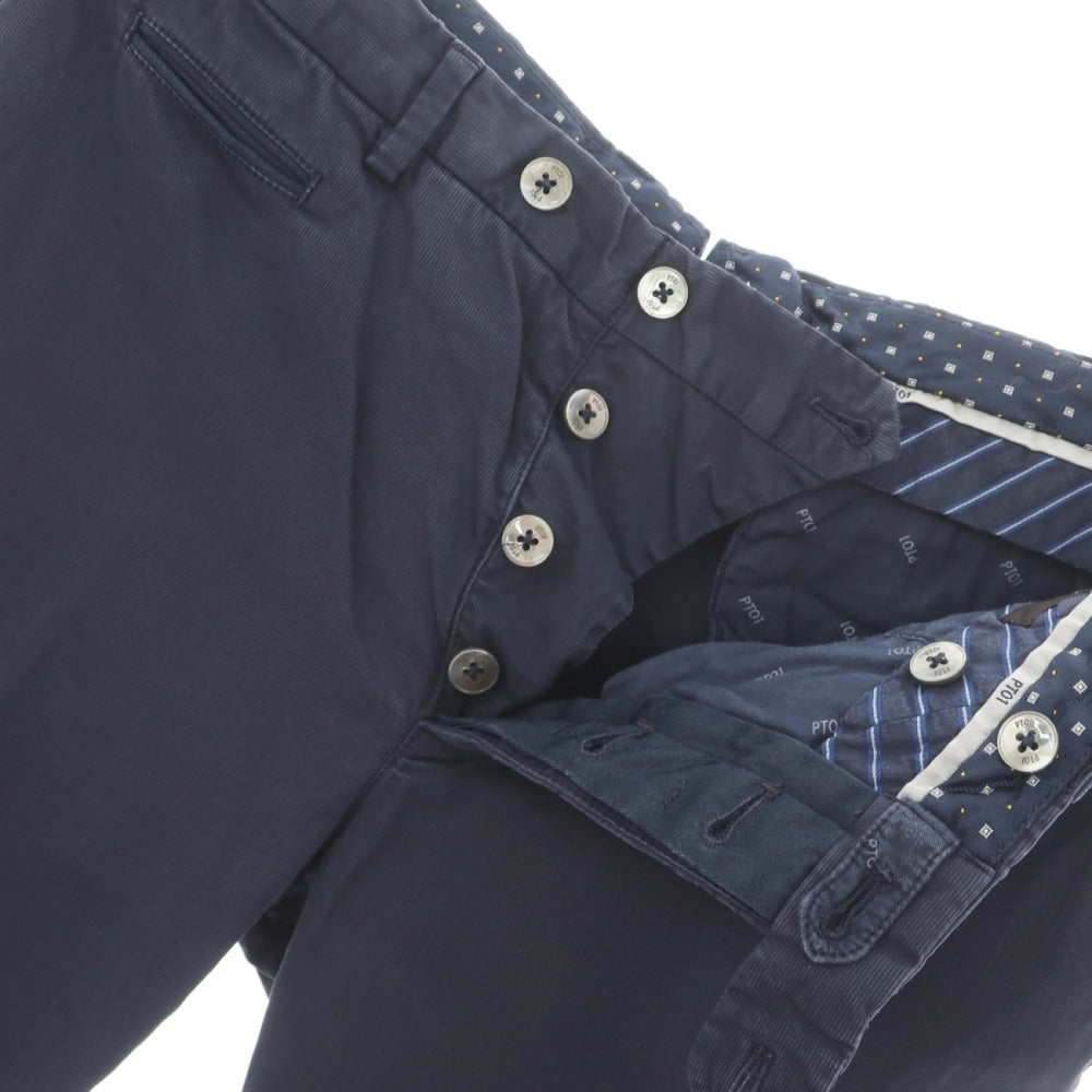 【中古】ピーティーゼロウーノ PT01 bespoke ストレッチコットン カジュアルスラックスパンツ ネイビー【サイズ50】【 状態ランクC 】【 メンズ 】