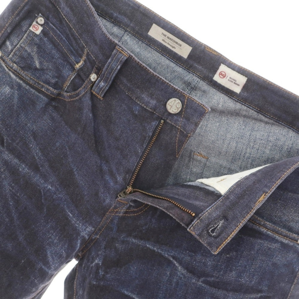 【中古】エージー アドリアーノゴールドシュミット AG Adriano Goldschmied ストレッチコットンレーヨン デニム転写プリント パンツ ネイビー【サイズ32】【 状態ランクB 】【 メンズ 】