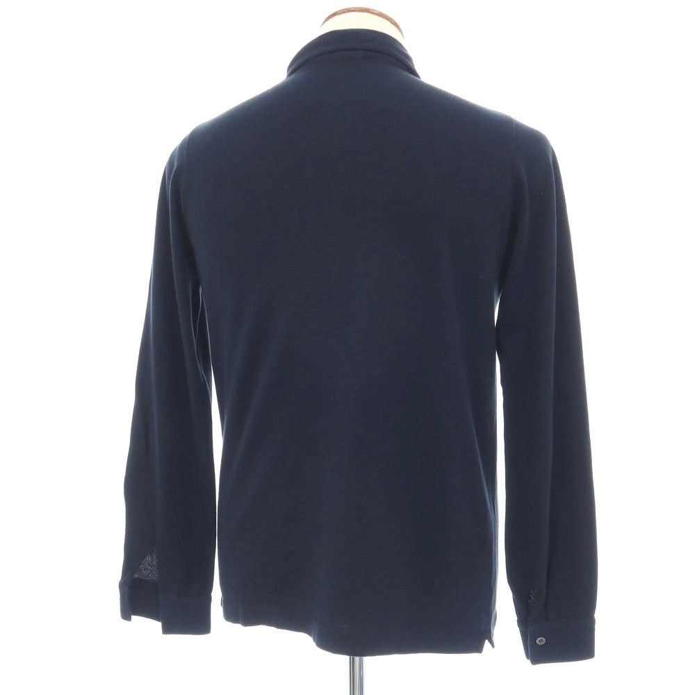 【中古】ザノーネ ZANONE コットンウール 長袖ポロシャツ ネイビー【サイズ48】【 状態ランクC 】【 メンズ 】
