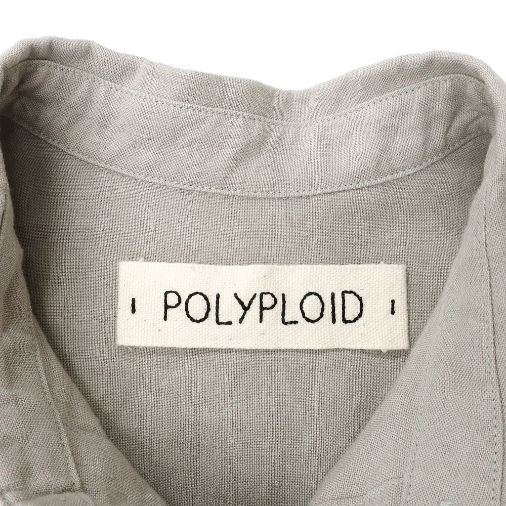 【中古】ポリプロイド POLYPLOID リネン ショートカラー カジュアルシャツ ライトグレー【サイズ2】【 状態ランクB 】【 メンズ 】