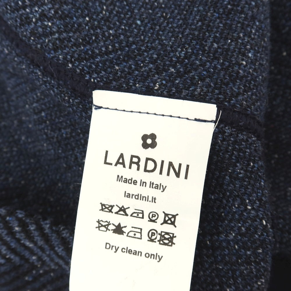 【中古】ラルディーニ LARDINI ウールナイロンシルクヘリンボーン ストライプ 2B ニットジャケット ネイビーxブルー【サイズM】【 状態ランクB 】【 メンズ 】