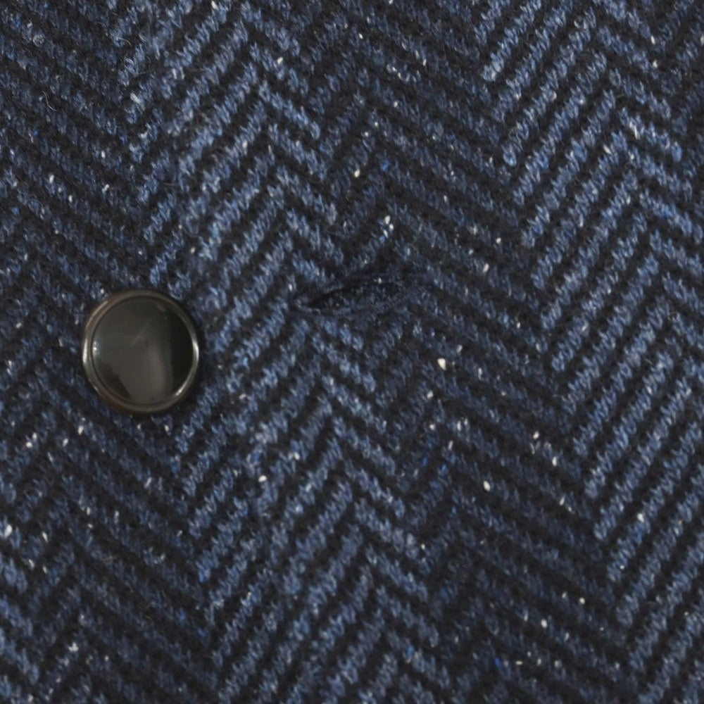 【中古】ラルディーニ LARDINI ウールナイロンシルクヘリンボーン ストライプ 2B ニットジャケット ネイビーxブルー【サイズM】【 状態ランクB 】【 メンズ 】