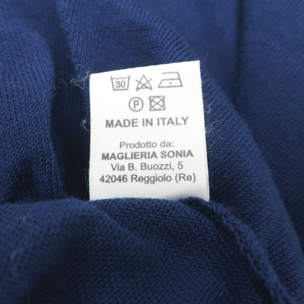 【中古】アレッサンドロルッピ Alessandro Luppi コットン クルーネック ハイゲージ プルオーバーニット ライトネイビー【サイズ48】【 状態ランクC 】【 メンズ 】