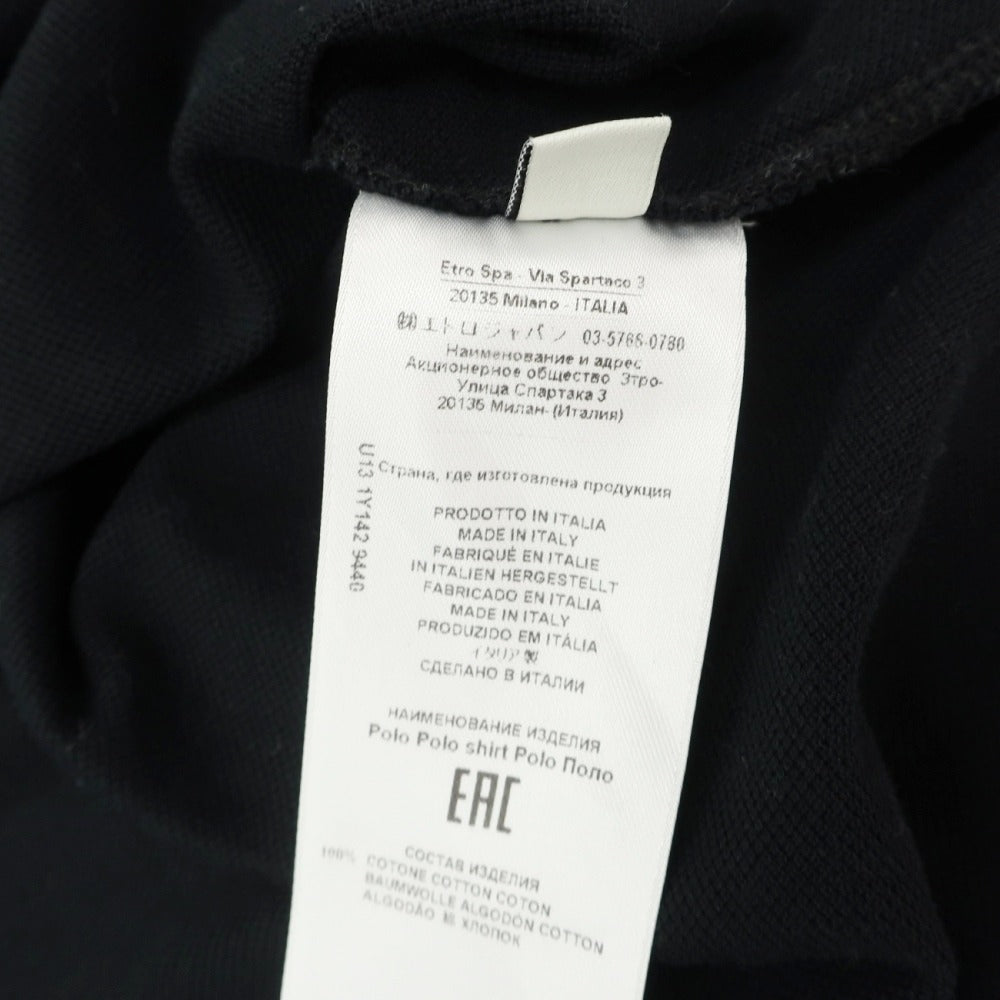 【中古】エトロ ETRO 鹿の子コットン 半袖ポロシャツ ブラック【サイズL】【 状態ランクB 】【 メンズ 】