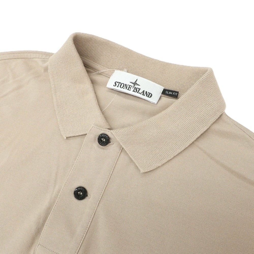 【中古】ストーンアイランド STONE ISLAND 鹿の子コットン 半袖ポロシャツ ベージュ【サイズL】【 状態ランクB 】【 メンズ 】